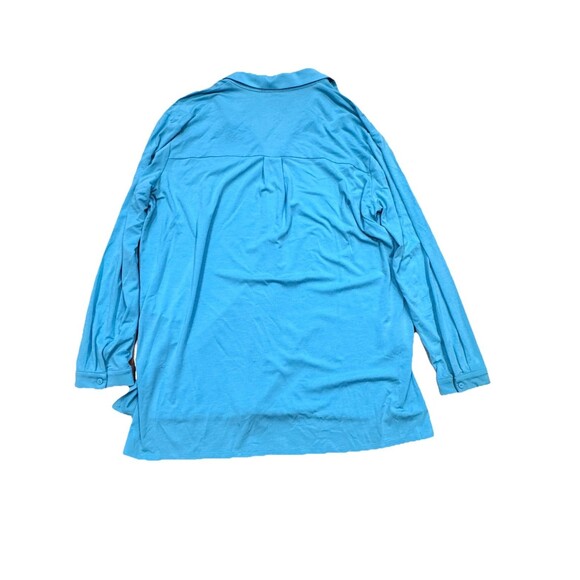 Eileen Fisher Clare Stretchy Jersey Button Down Tunic Blouse Top Medium Aqua - Picture 5 of 6